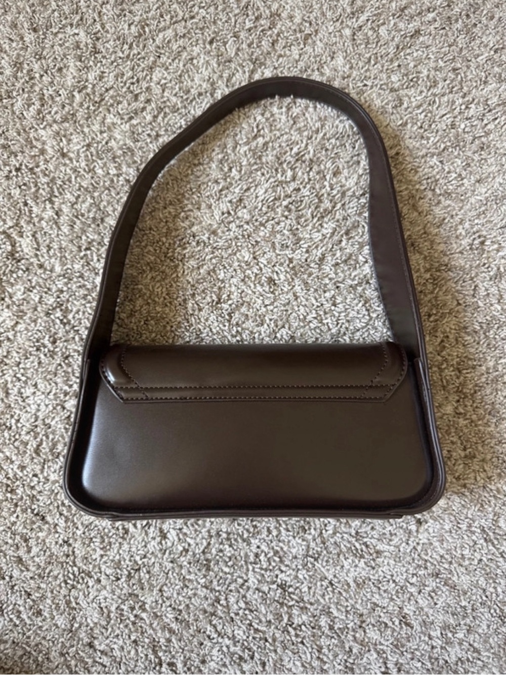 Classic Dark Brown Shoulder Bag with Gold Turn-Lock - Picture 3 of 3
